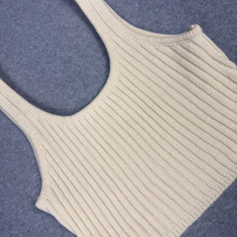 SABO Skirt Cropped Sweater Tank Top Cream Off White Womens Small US 4 Ribbed